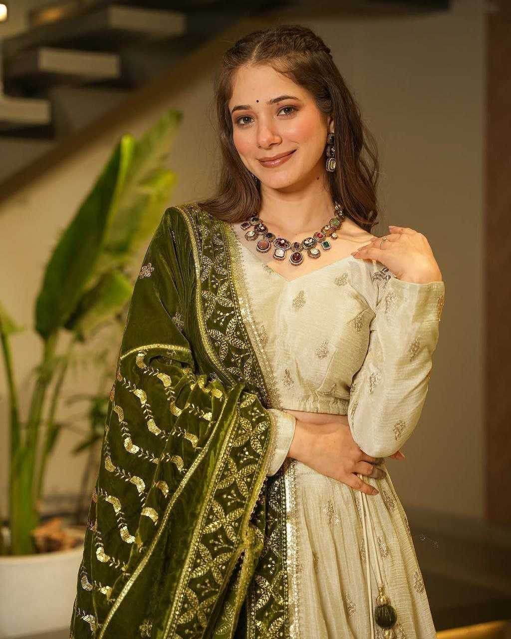 Chinon Silk Designer Traditional Embroidered Lehenga - MYLUXURY LANE ENTERPRISE